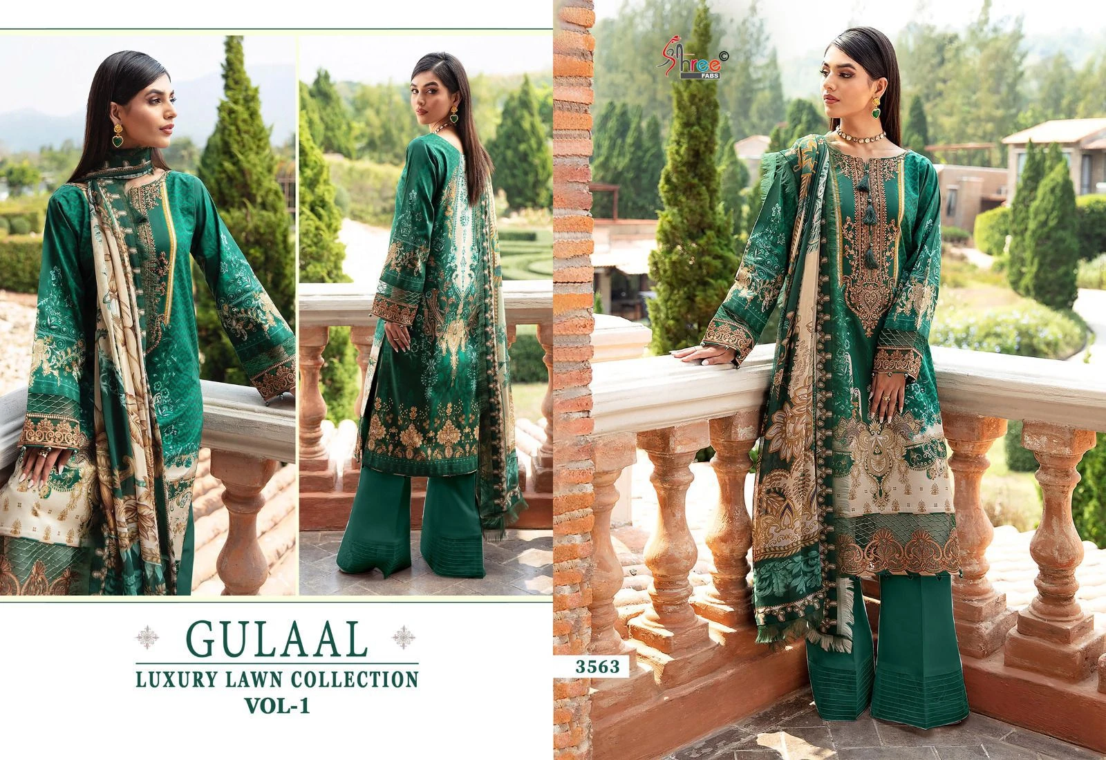 Shree Fab Gulaal Luxury Lawn Collection Vol-01 Pure Cotton Wholesale Pakistani Salwar Suit Catalog — Wholesale Salwar Suits, Shree Fabs wholesale from Surat - Gallery Image 4